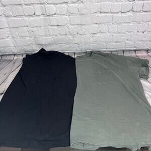 Women's 2-Terra & Sky Cropped Pocket Cotton T-Shirt Lot. Black & Green Size 14W